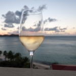 Wine glass at sunset