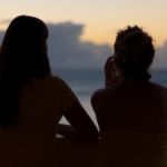 Two girls at sunset