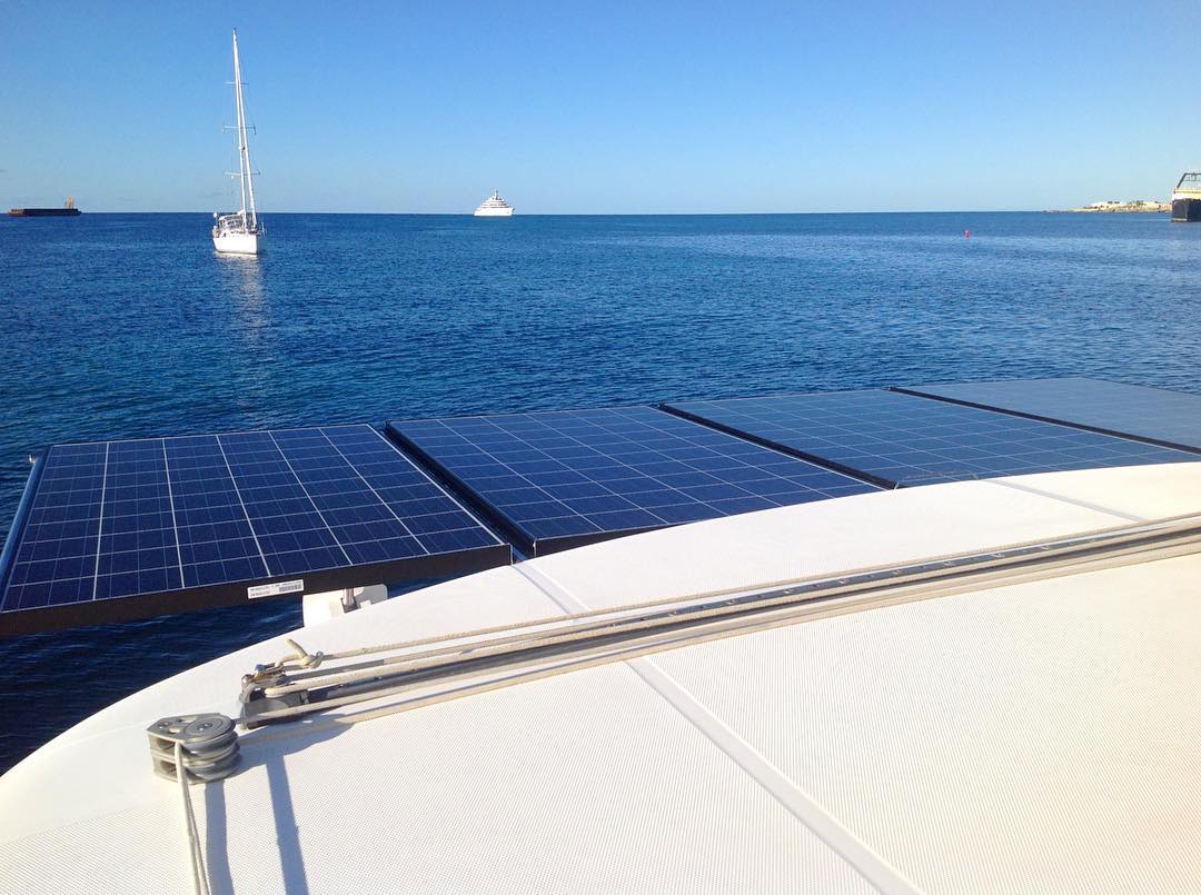 New solar array installed and ready for action on @sy_aravilla - we're now not reliant on generator, engine, or shore power