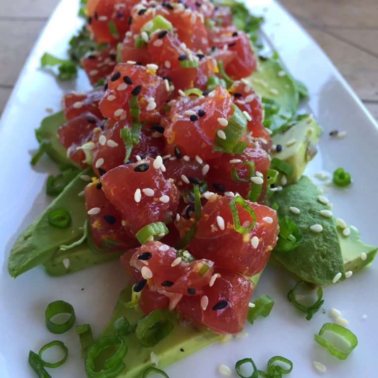 Tuna and Avocado Tartare with Ginger and Sesame ARAVILLA Yacht Charters